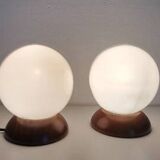 Paire de lampes de chevet en bois