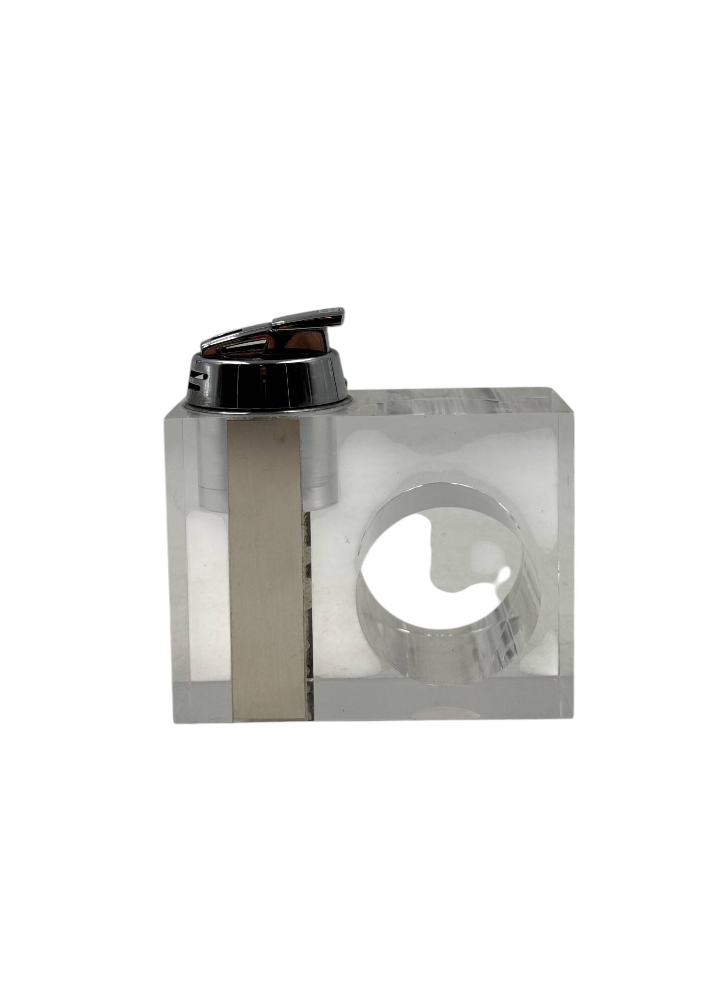 Space age clear lucite table lighter, Italy 1970s