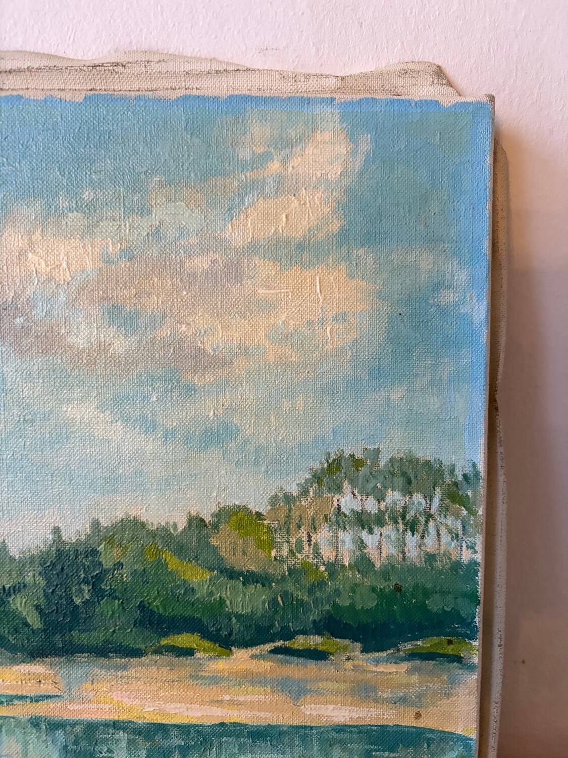 Boats by the water, oil on canvas signed