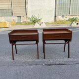 Danish teak bedside tables with rope shelves, 1967, set of 2