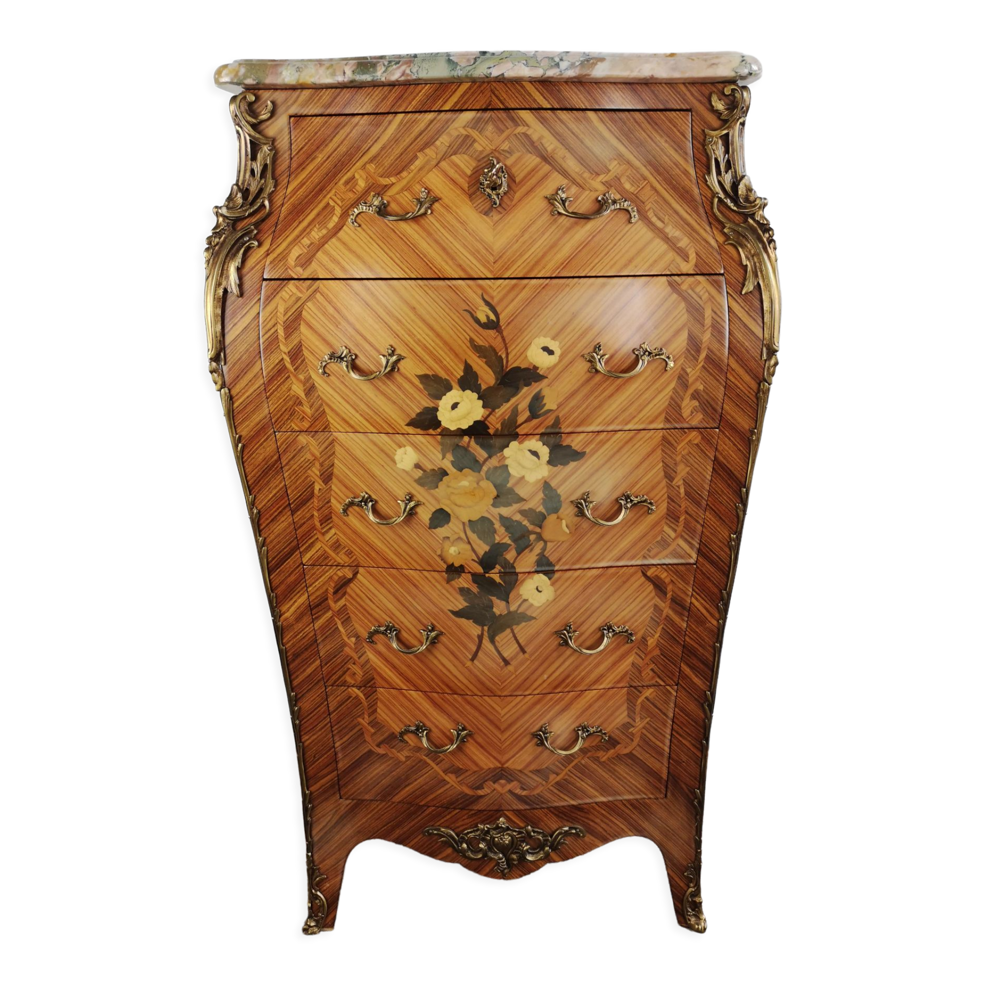 Louis XV style chiffonier in rosewood marquetry