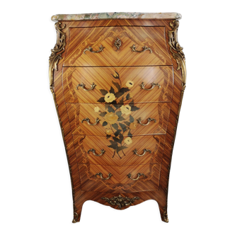 Louis XV style chiffonier in rosewood marquetry