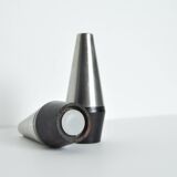 Danish Modern Pair of Rosewood and Stainless Steel Salt and Pepper Shakers
