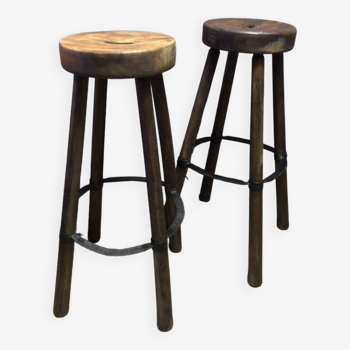 2 brutalist style stools