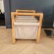 Vintage magazine rack made of bamboo, rattan and canvas