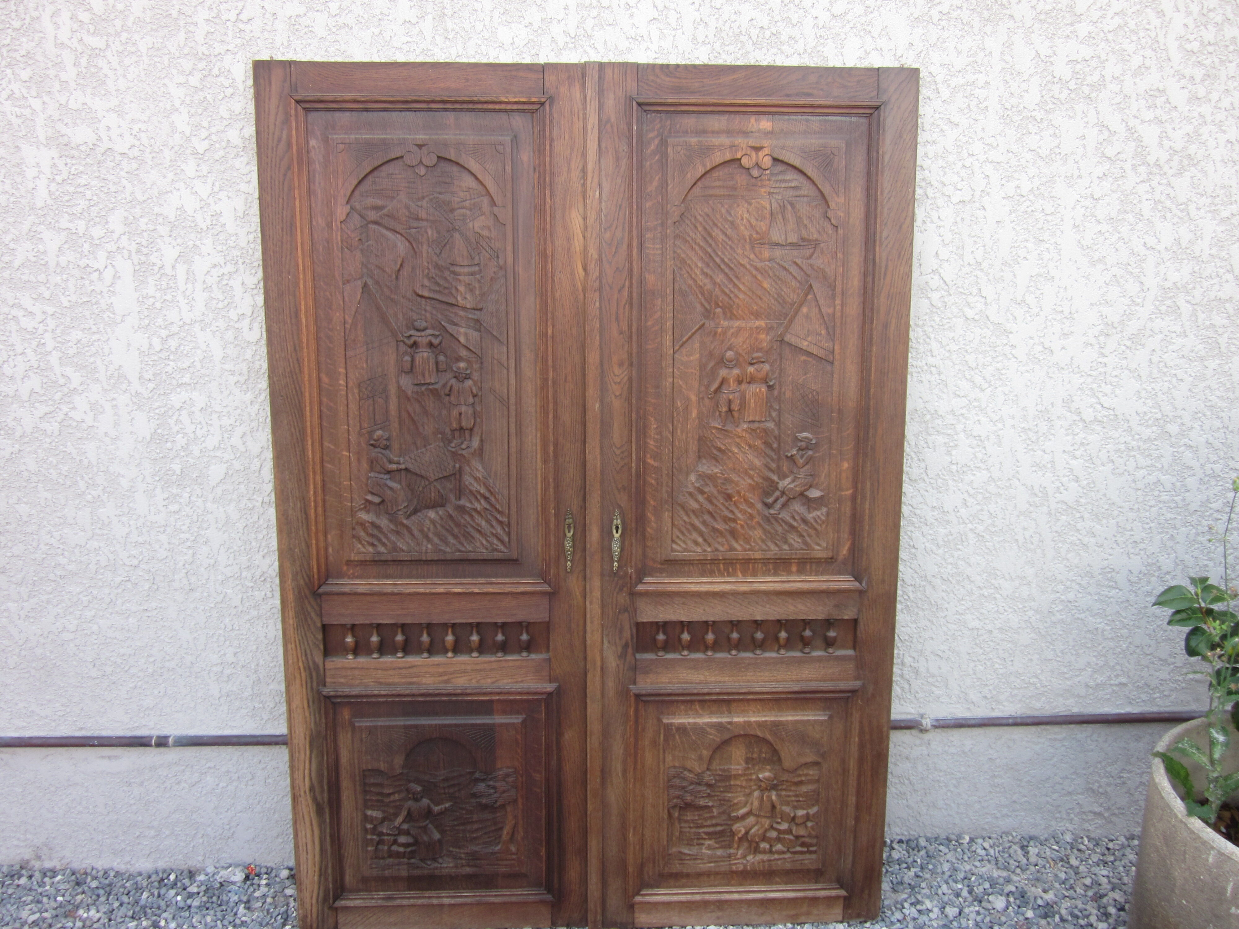 Pair of old carved wooden doors