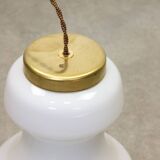Mid-Century Italian Opaline and Brass Pendant Lamp