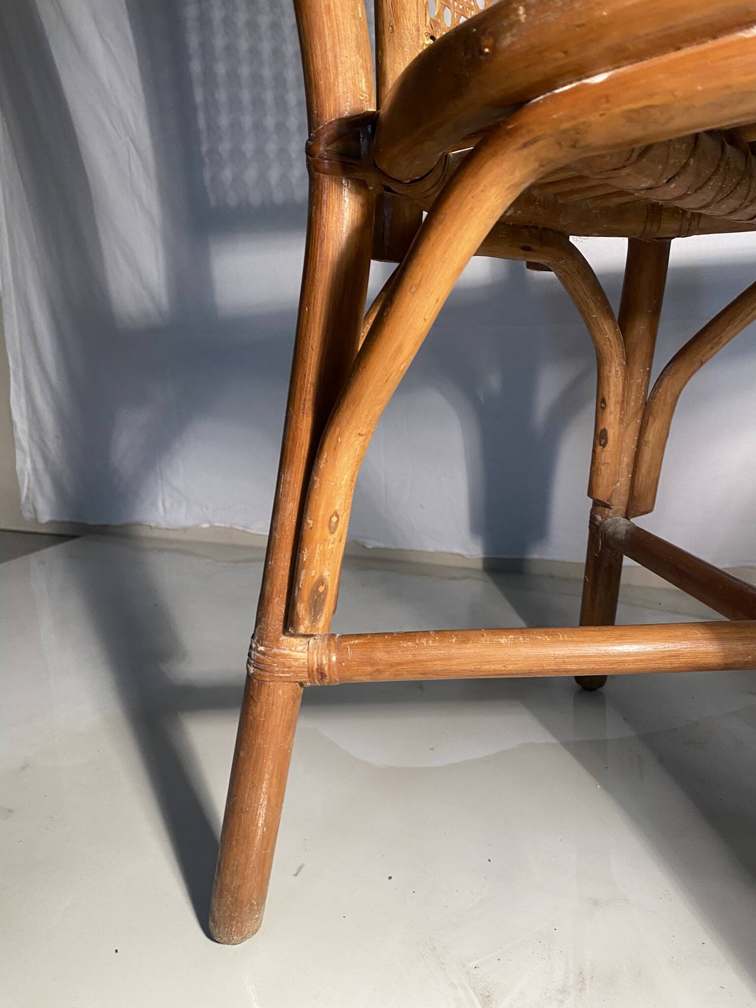 Vintage rattan chair with cane back - Bohemian style