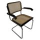 Set of 4 chairs model B64 Cesca with armrests in Black and Chrome