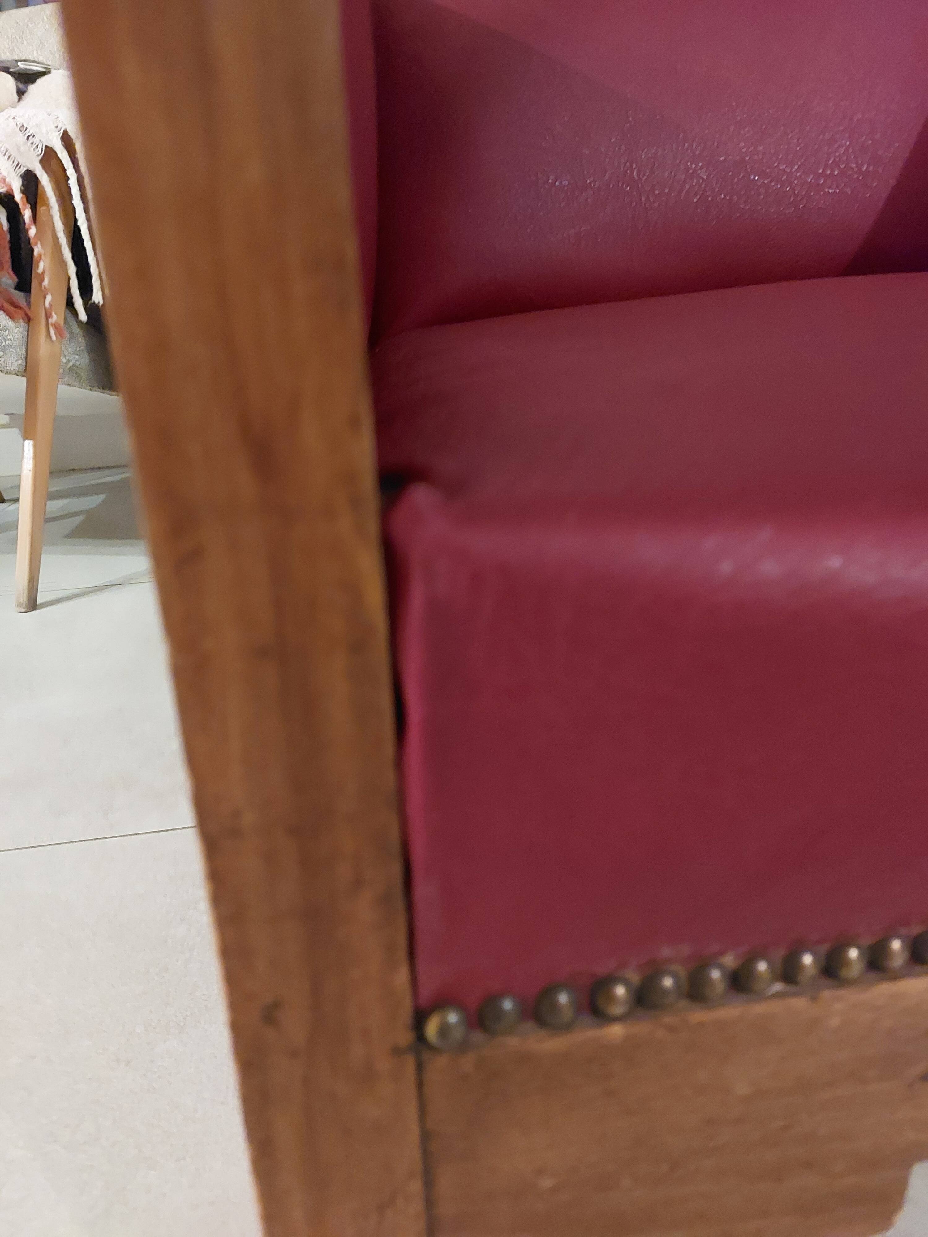 Raspberry red art deco armchair