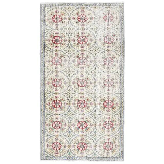 1970s Turkish Oushak Handmade Wool Cotton Beige Area Rug 101x191
