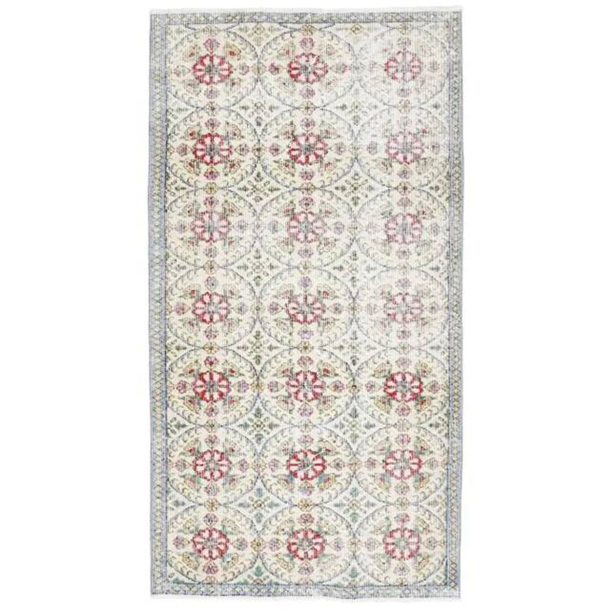 1970s Turkish Oushak Handmade Wool Cotton Beige Area Rug 101x191