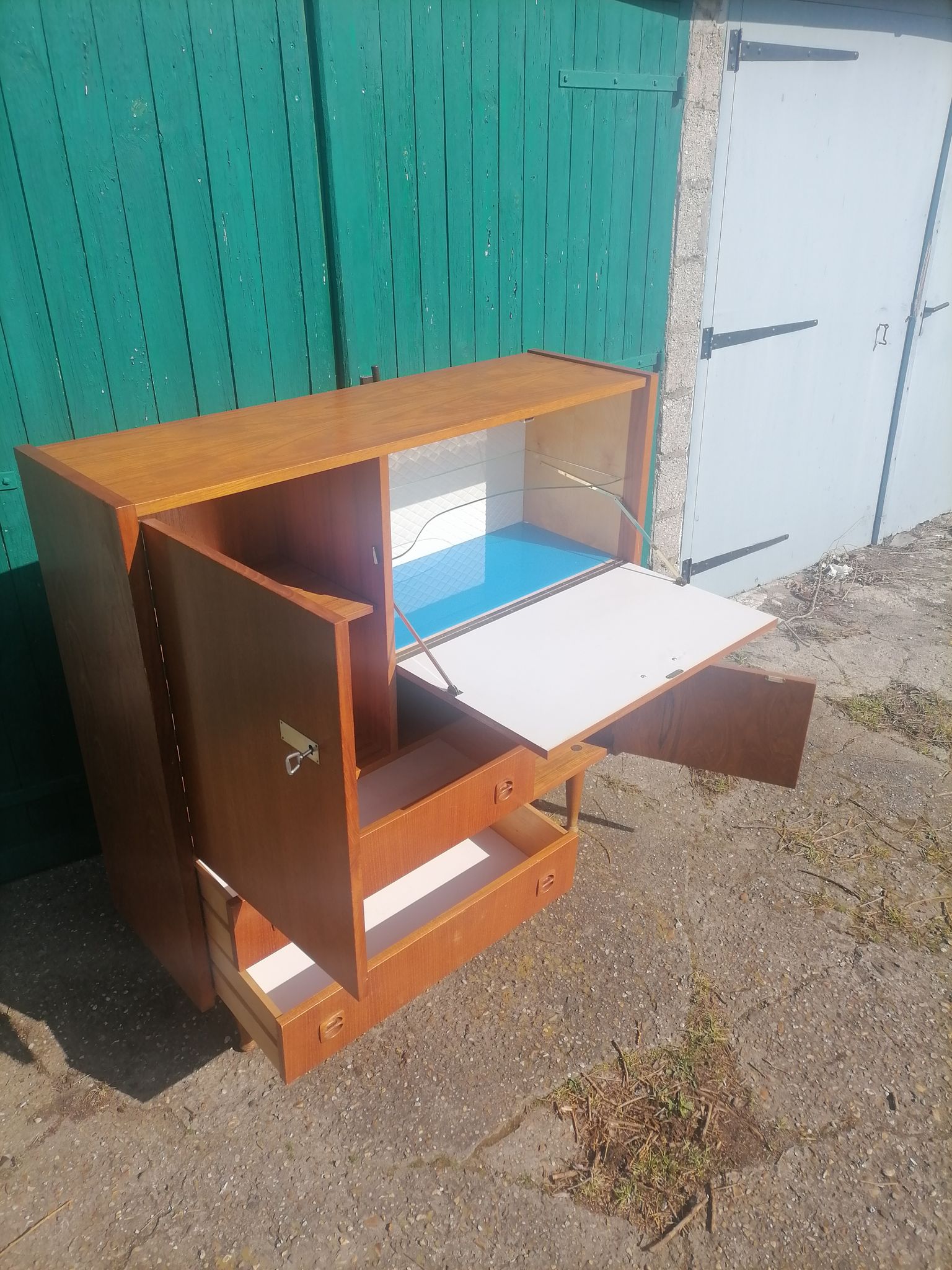 Old buffet furniture Scandinavian secretary wood vintage teak