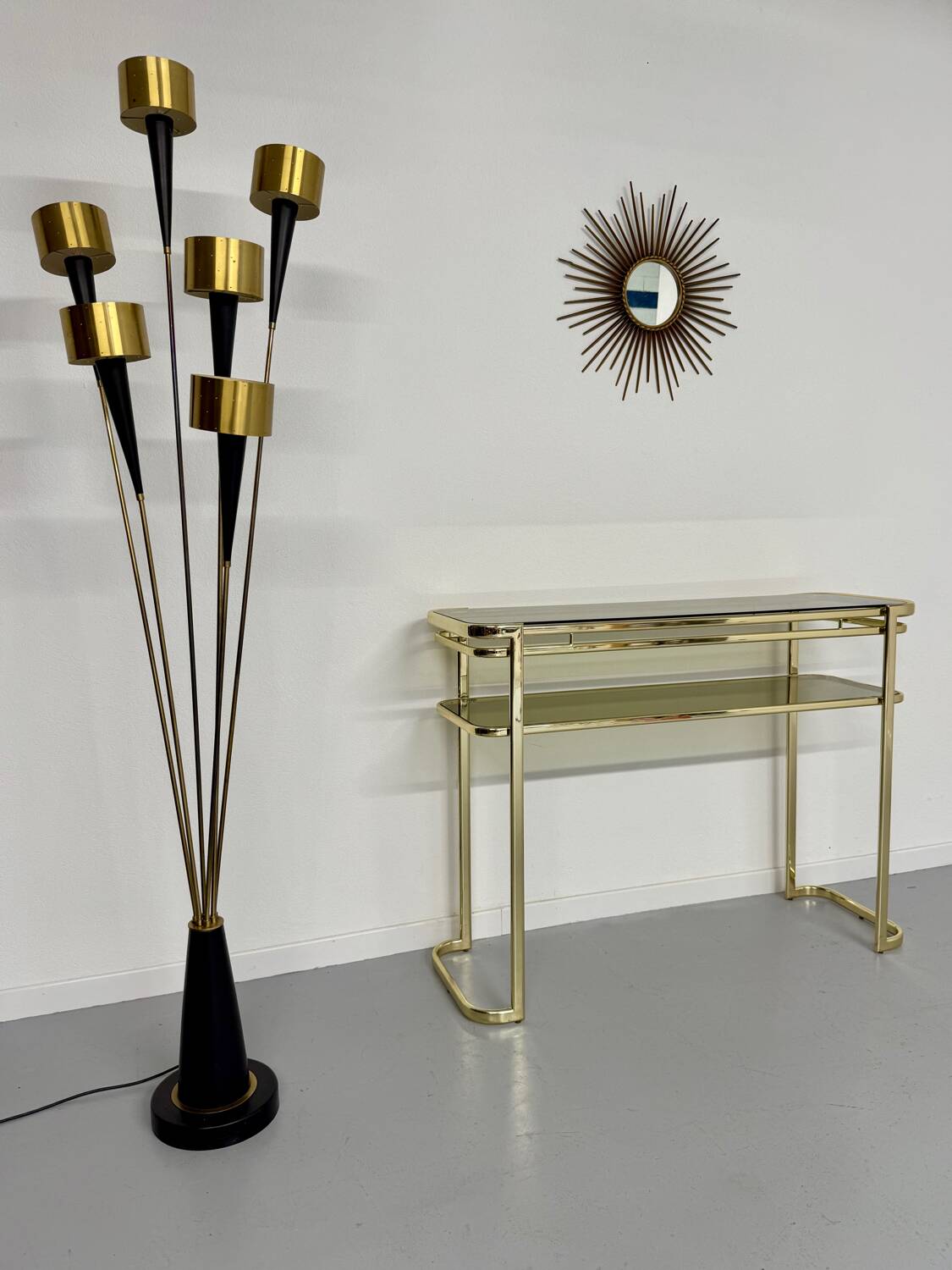 Antique gilt brass console table by Italian designer Milo Baughman for More