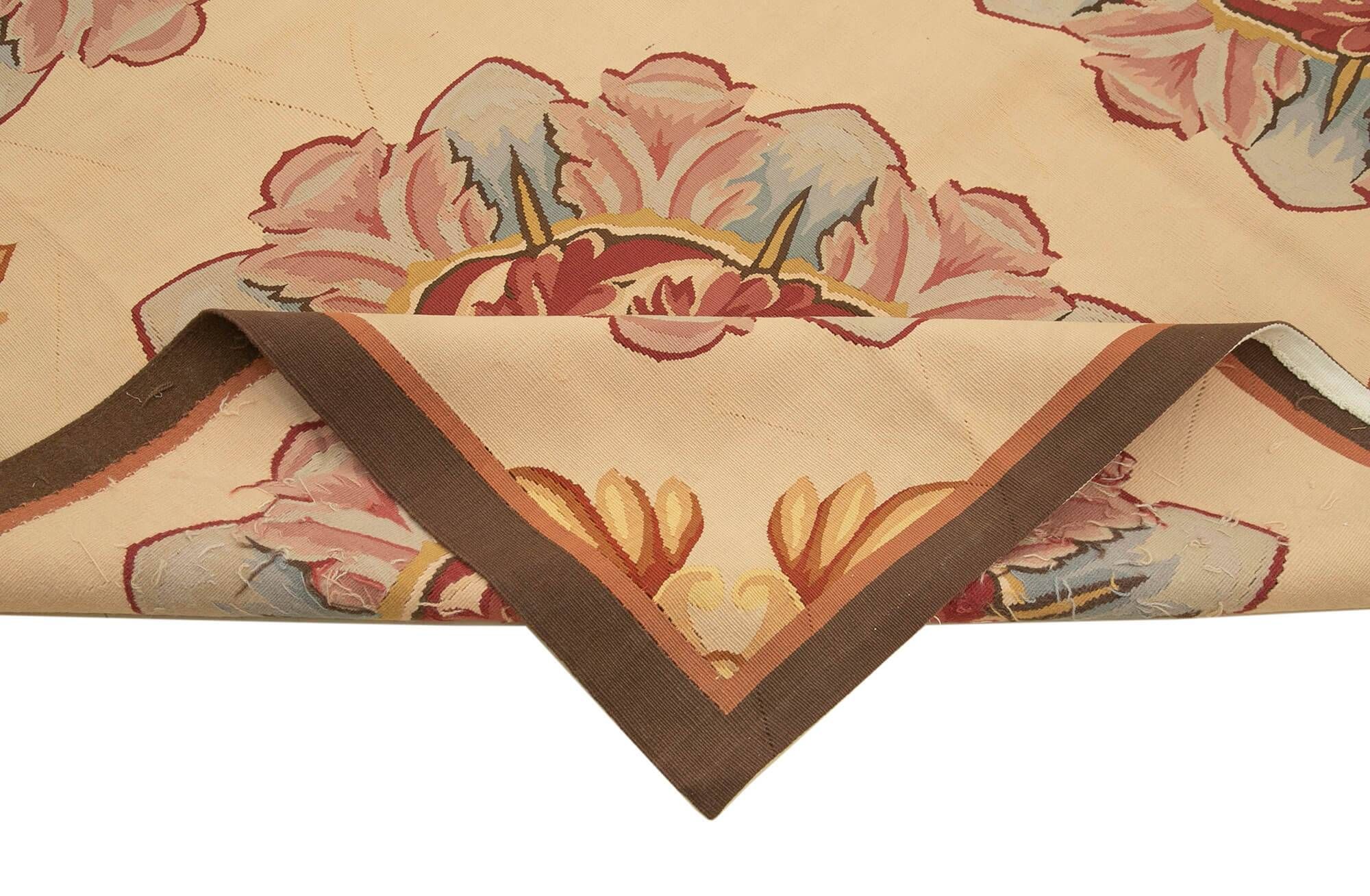 Handmade European Vintage Aubusson Kilim 308 cm x 356 cm