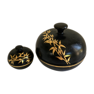 Nesting boxes wood black decoration gold