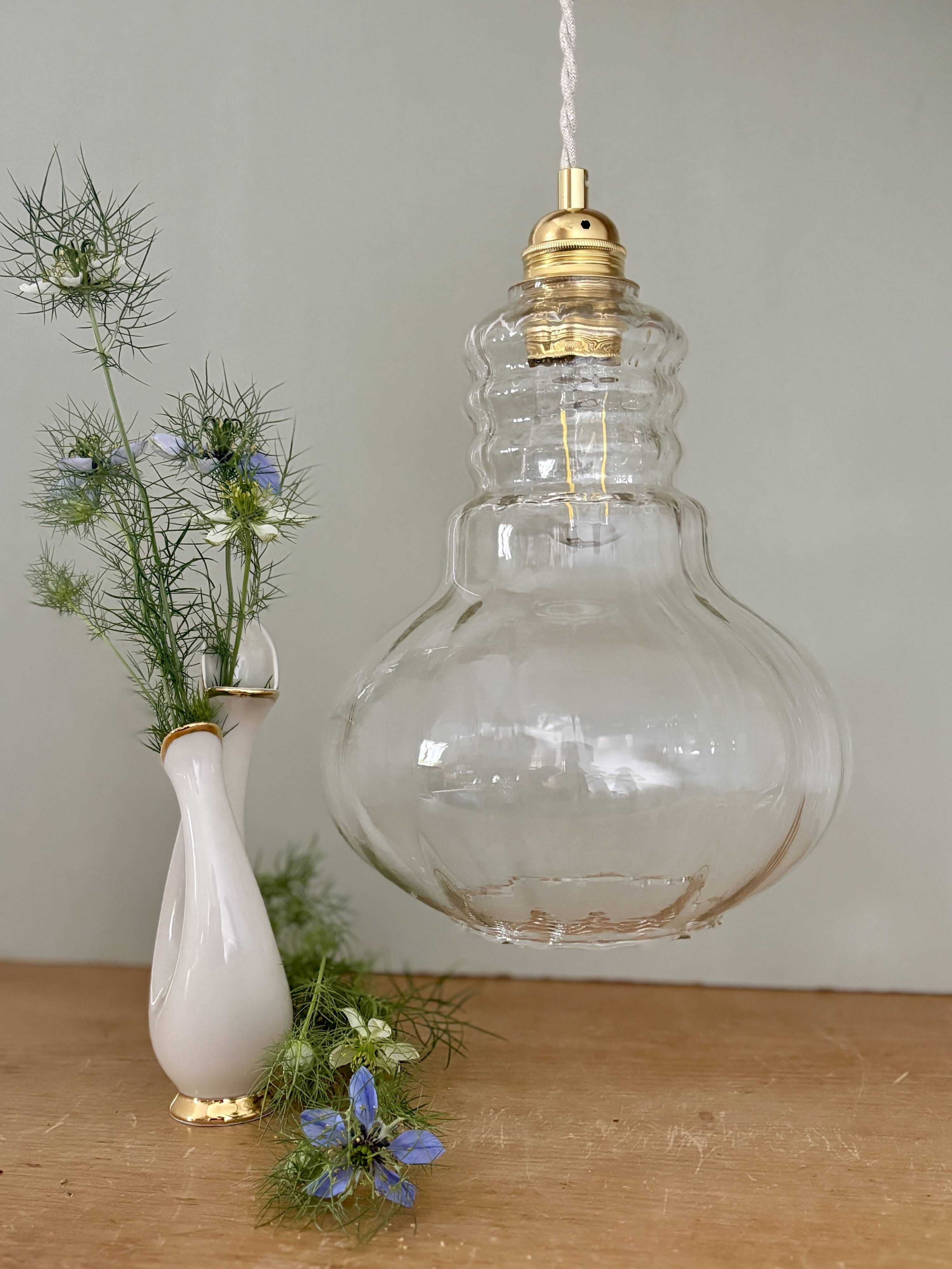 Vintage clear glass globe pendant light