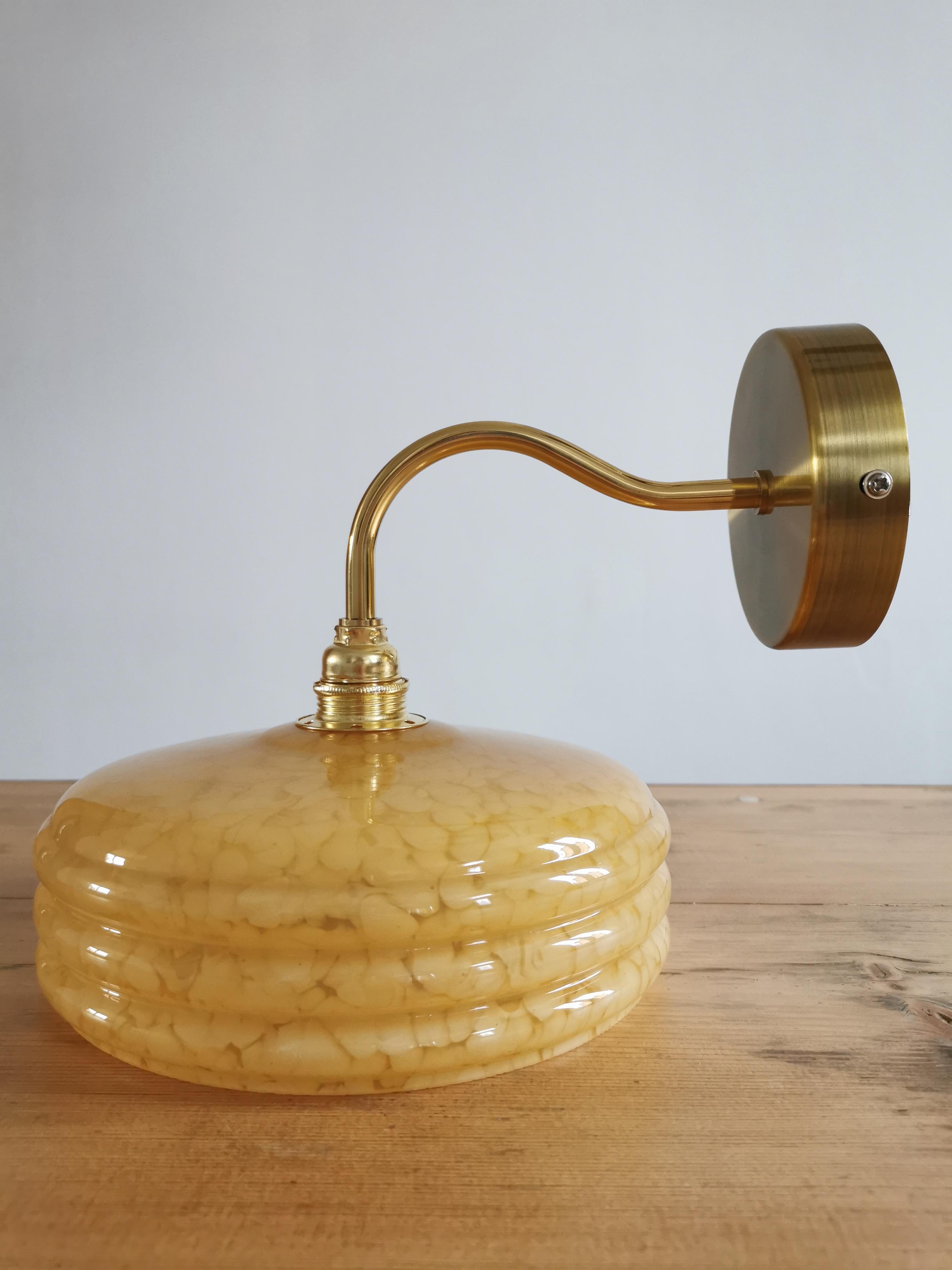 Vintage lampshade wall lamp in yellow Clichy glass