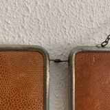 Vintage 1960s triptych barber hairdresser pumpkin mirror - 27 x 68 cm
