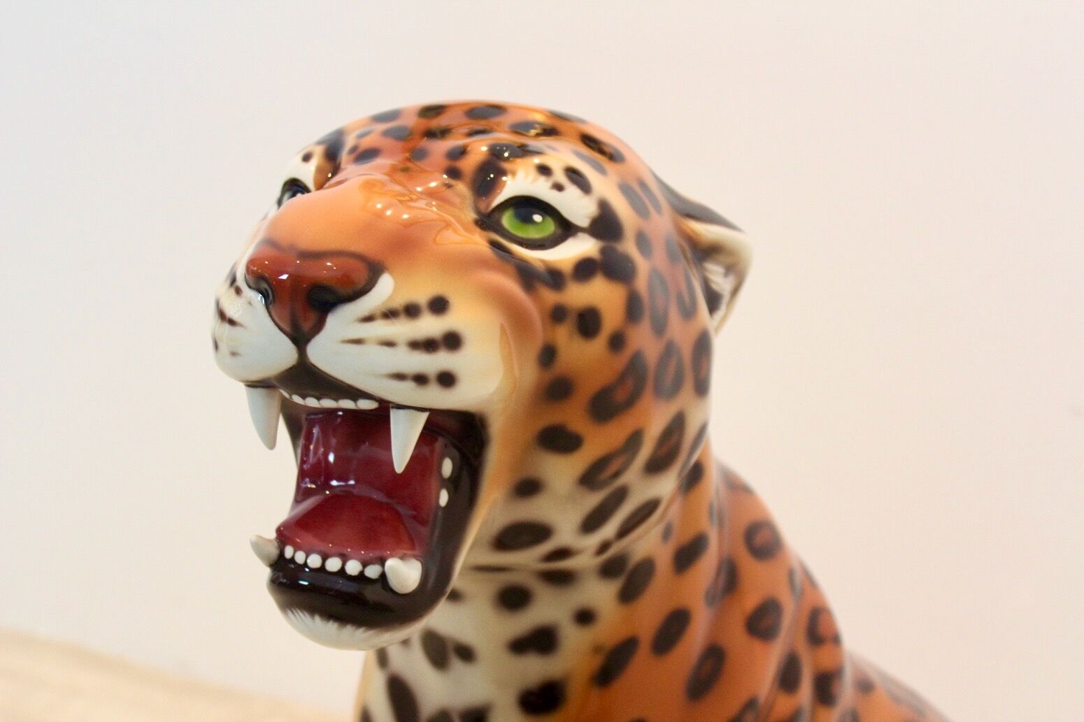 Handmade Italian ceramic leopard sculpture