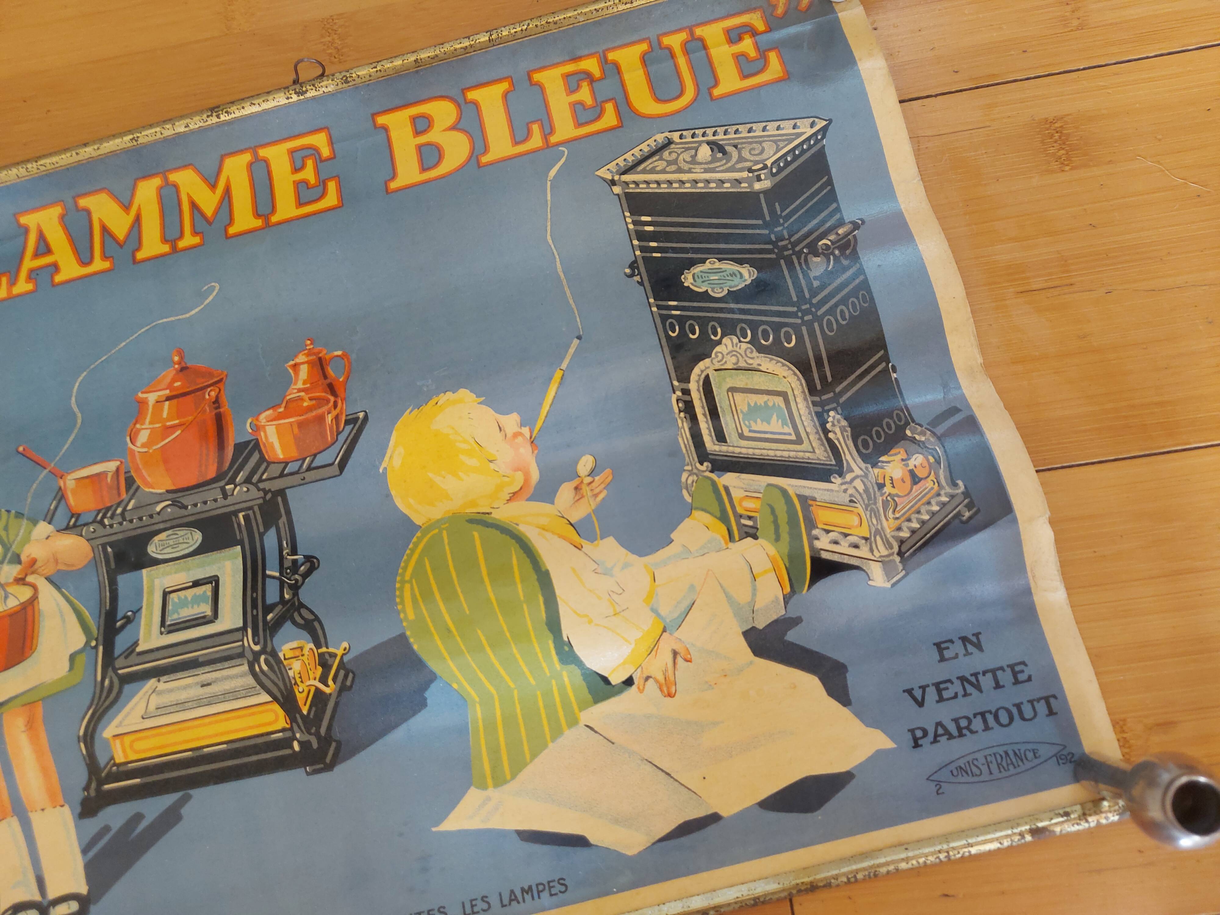 Affiche lithographiée flamme bleu