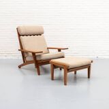 GE-375 Armchair & Hocker by Hans Wegner for Getama