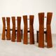 70's brutalist dining chairs in oak with bouclé fabric