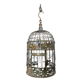 Round weathered iron birdcage