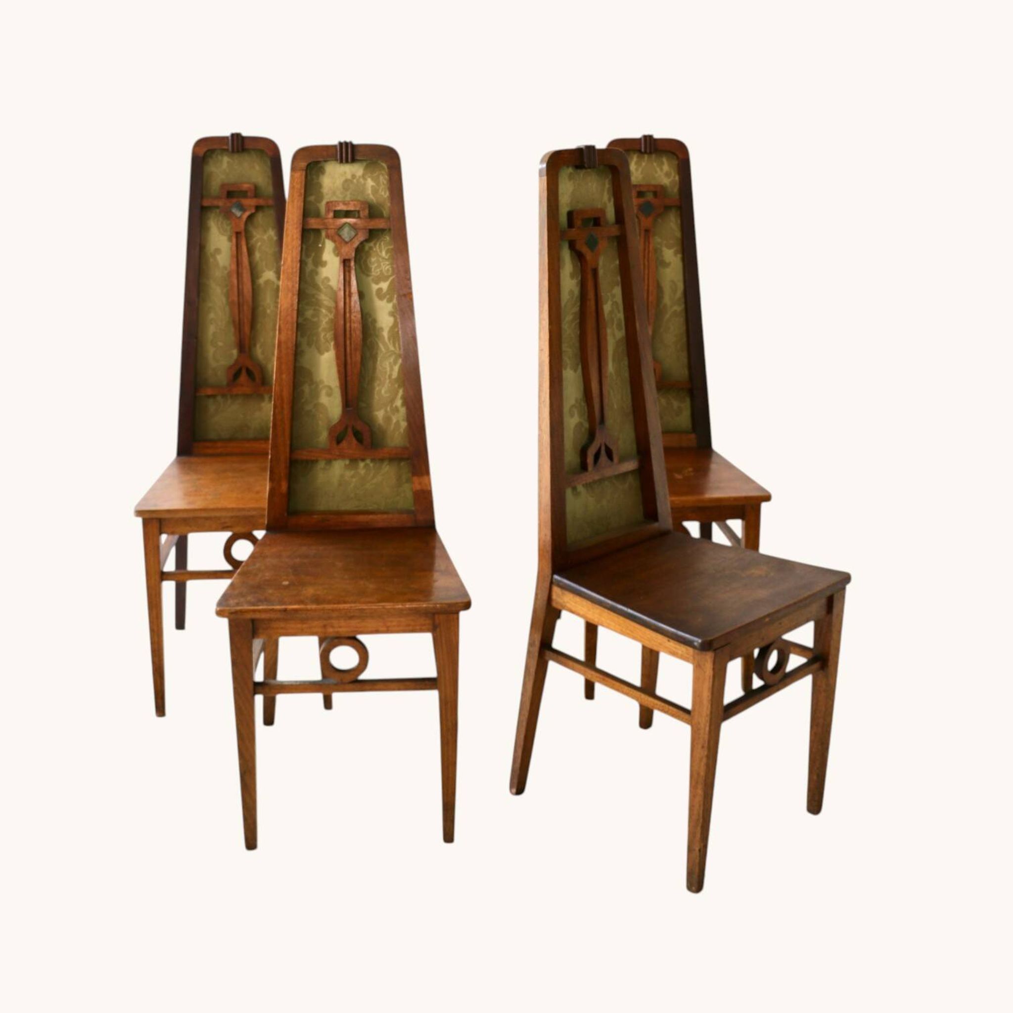 4 Chaises art&craft, Angleterre, fin19eme.