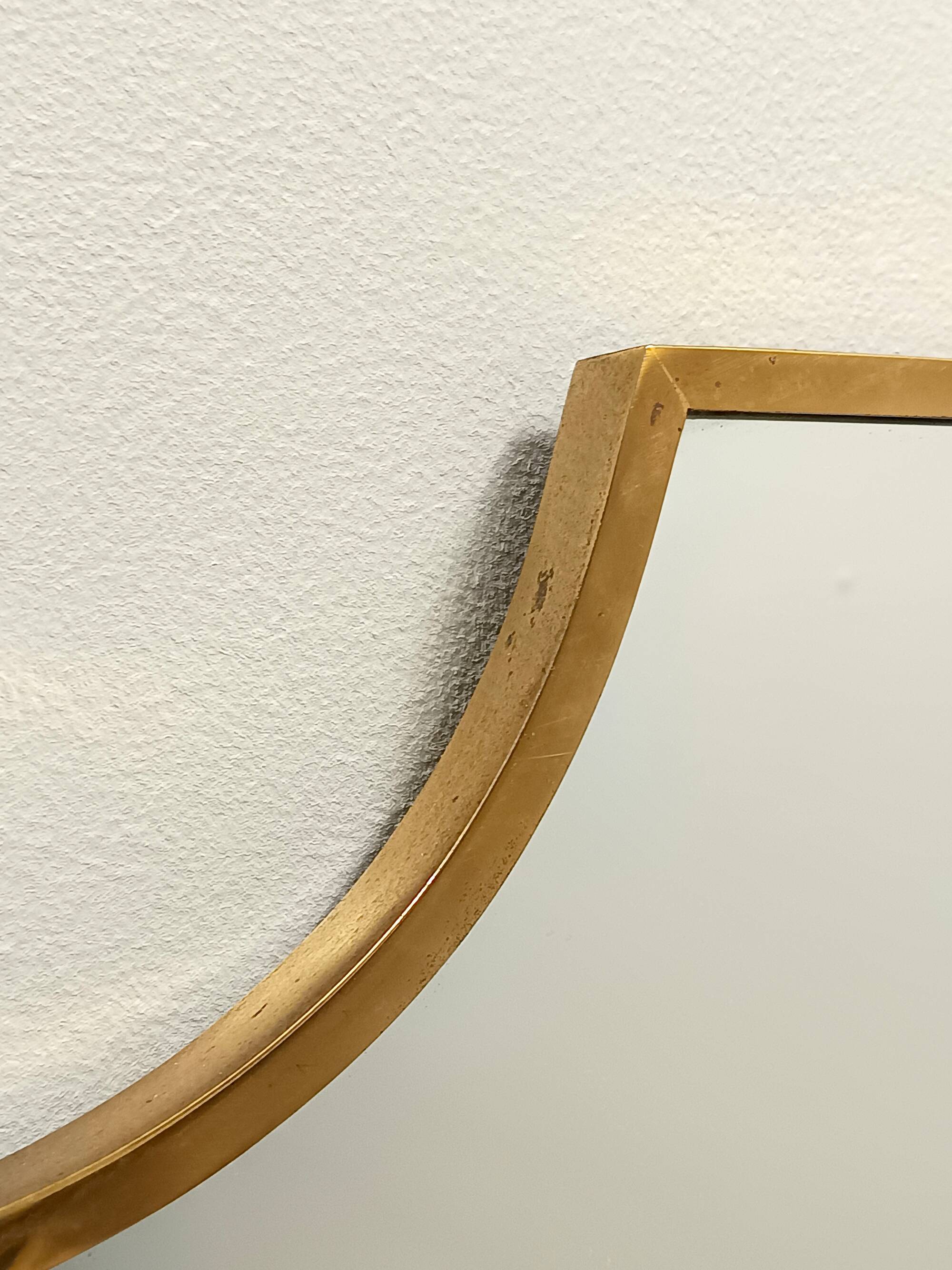 Vintage Brass Shield Shaped Wall Mirror, Italy