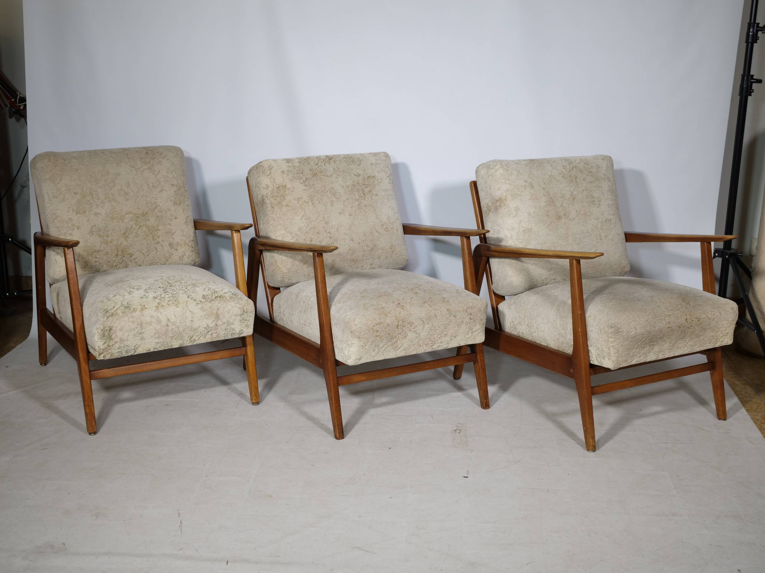 Chaises de salon en teck scandinaves des années 60, ensemble de 3.