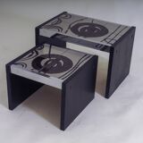 Set of 2 tiled nesting side tables