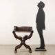 Antique neo-Renaissance folding chair in walnut and leather, Italy, 20th century.