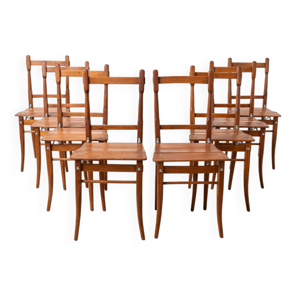 Lot de 8 chaises de salle à manger ou d'auberge, Valentin Jadrníček, début du XXe siècle