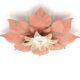 Flower wall or ceiling light in pink and beige metal, 80s