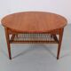 Scandinavian Modern Teak& Rattan Round Coffee Table, 1960's Denmark