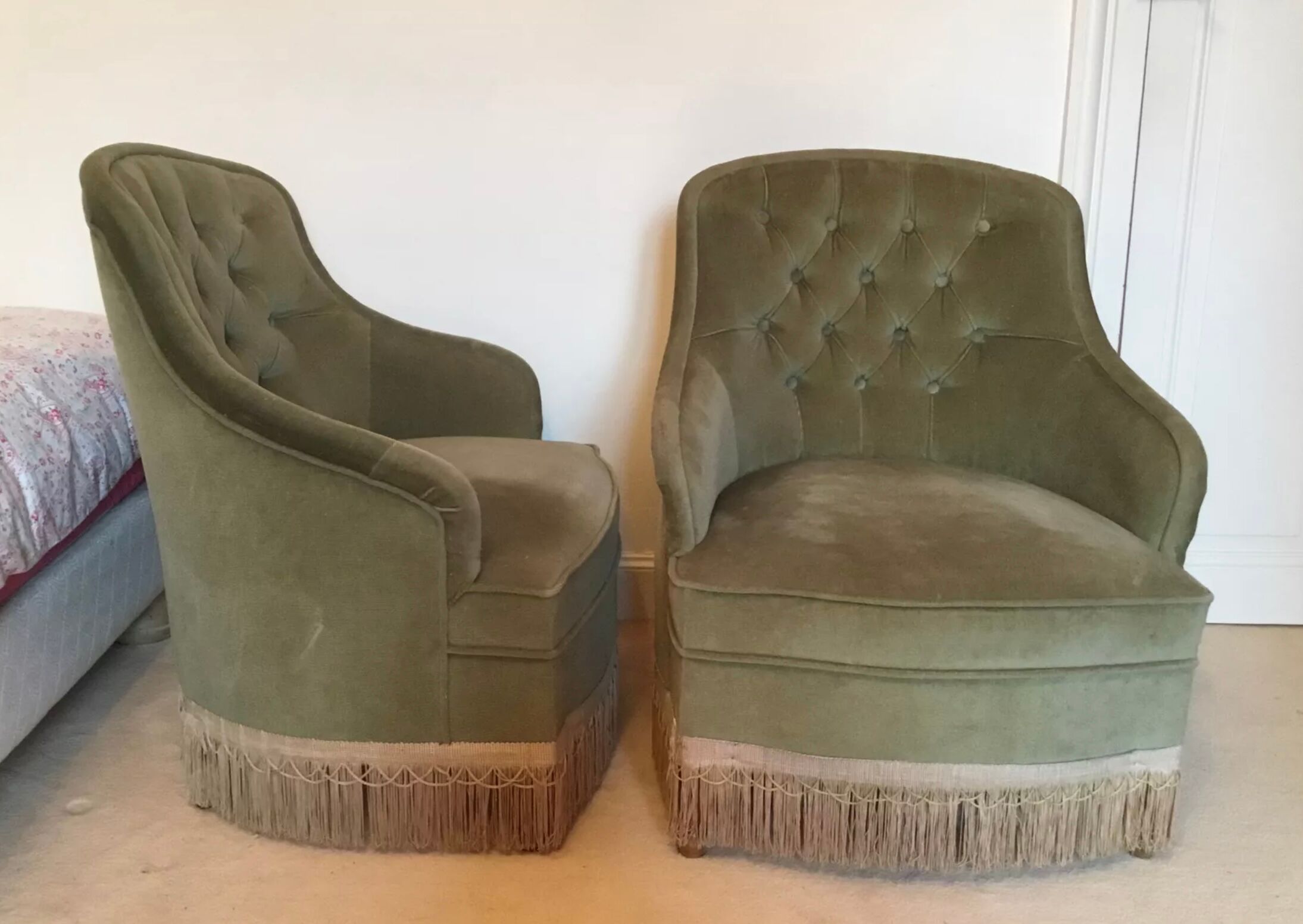 Pair of green toad chairs