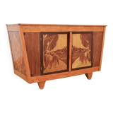 Unique 1950s design marquetry sideboard