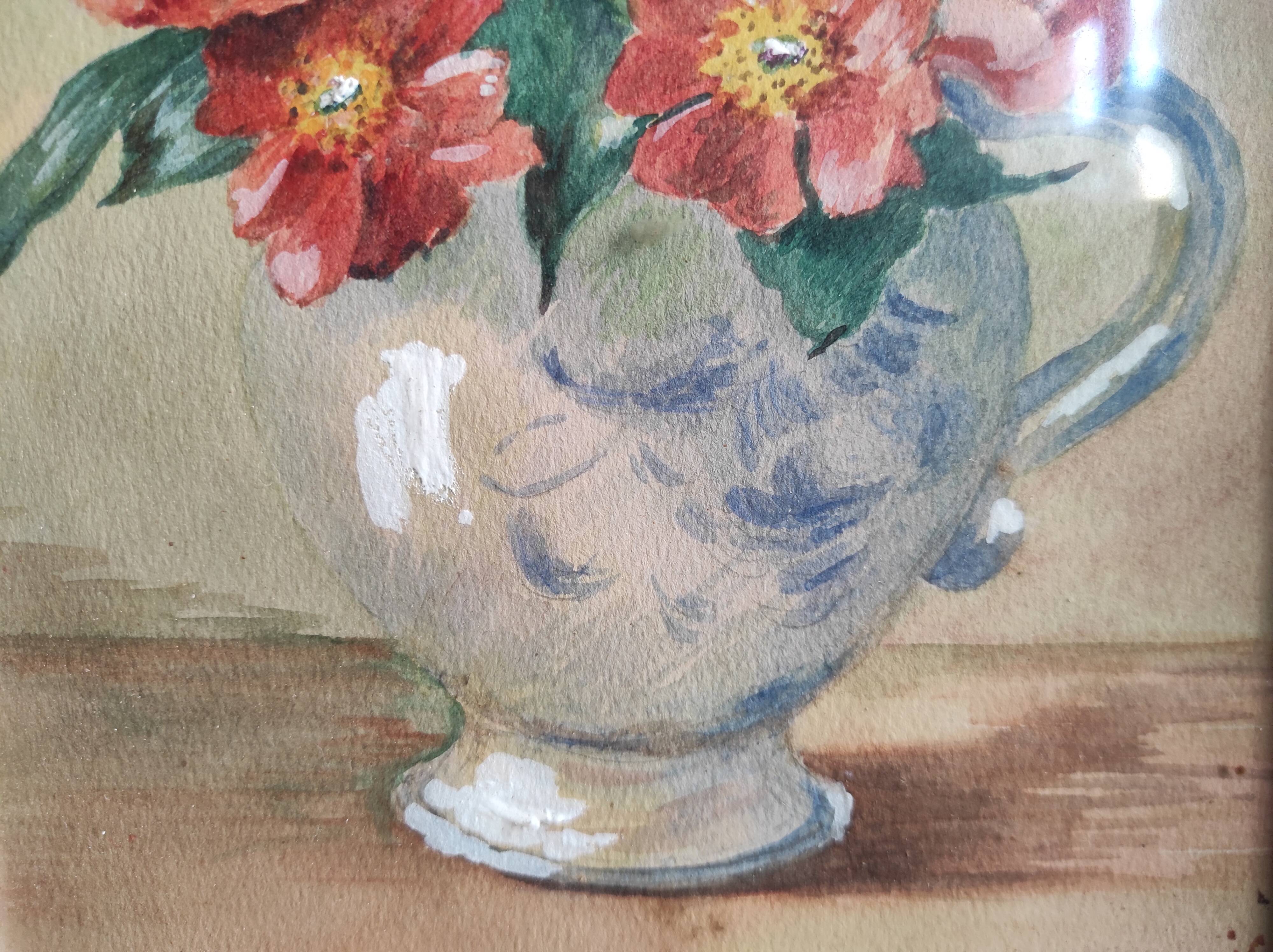 Aquarelle vintage de fleurs, signée Griggs