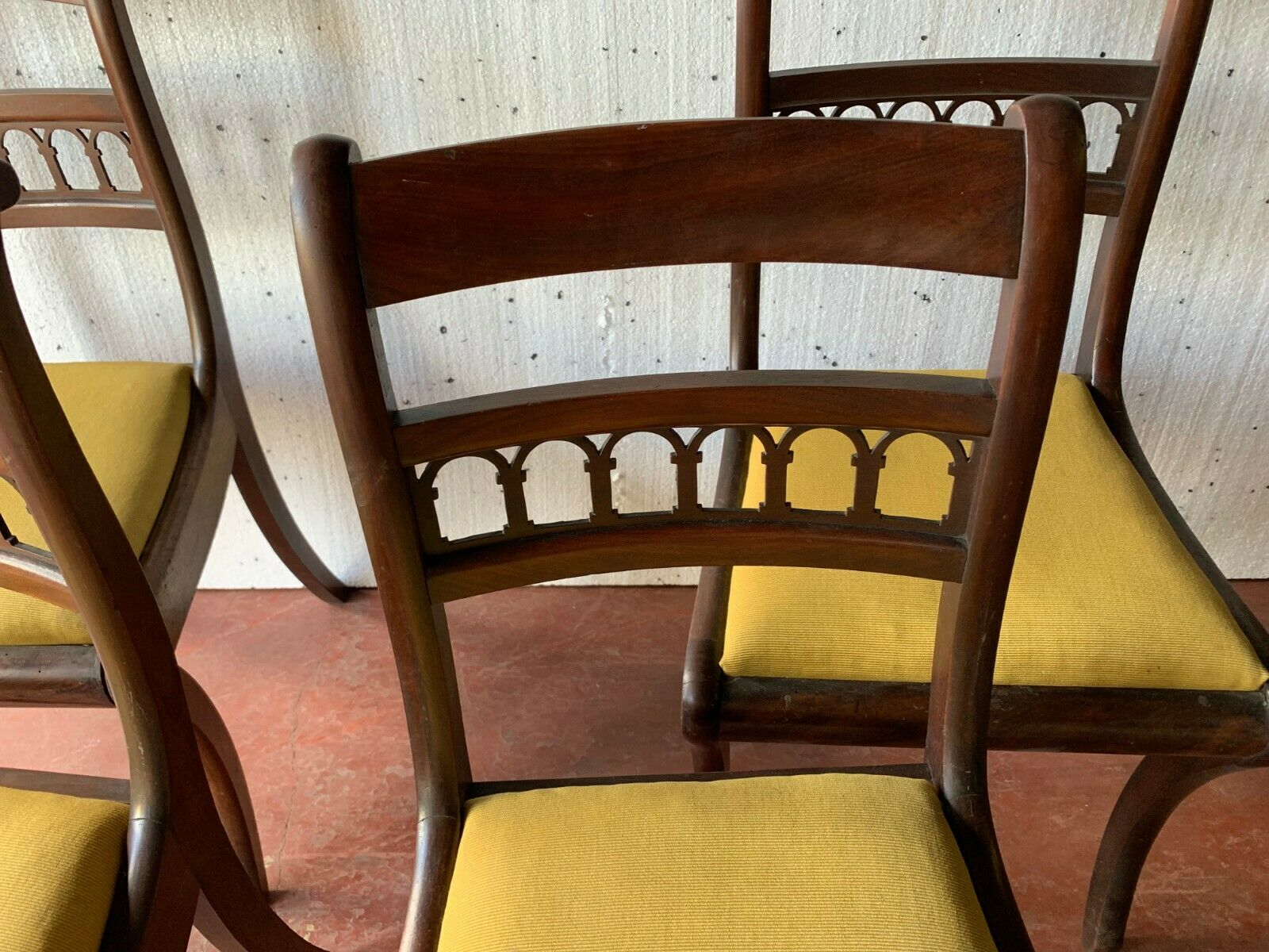 Four 2th century mahogany board-style chairs