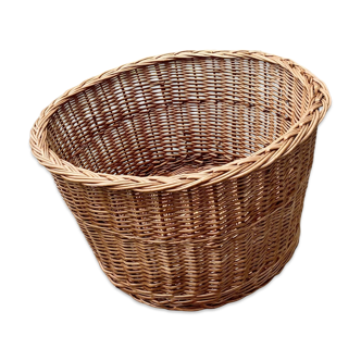 Large round woven wicker basket