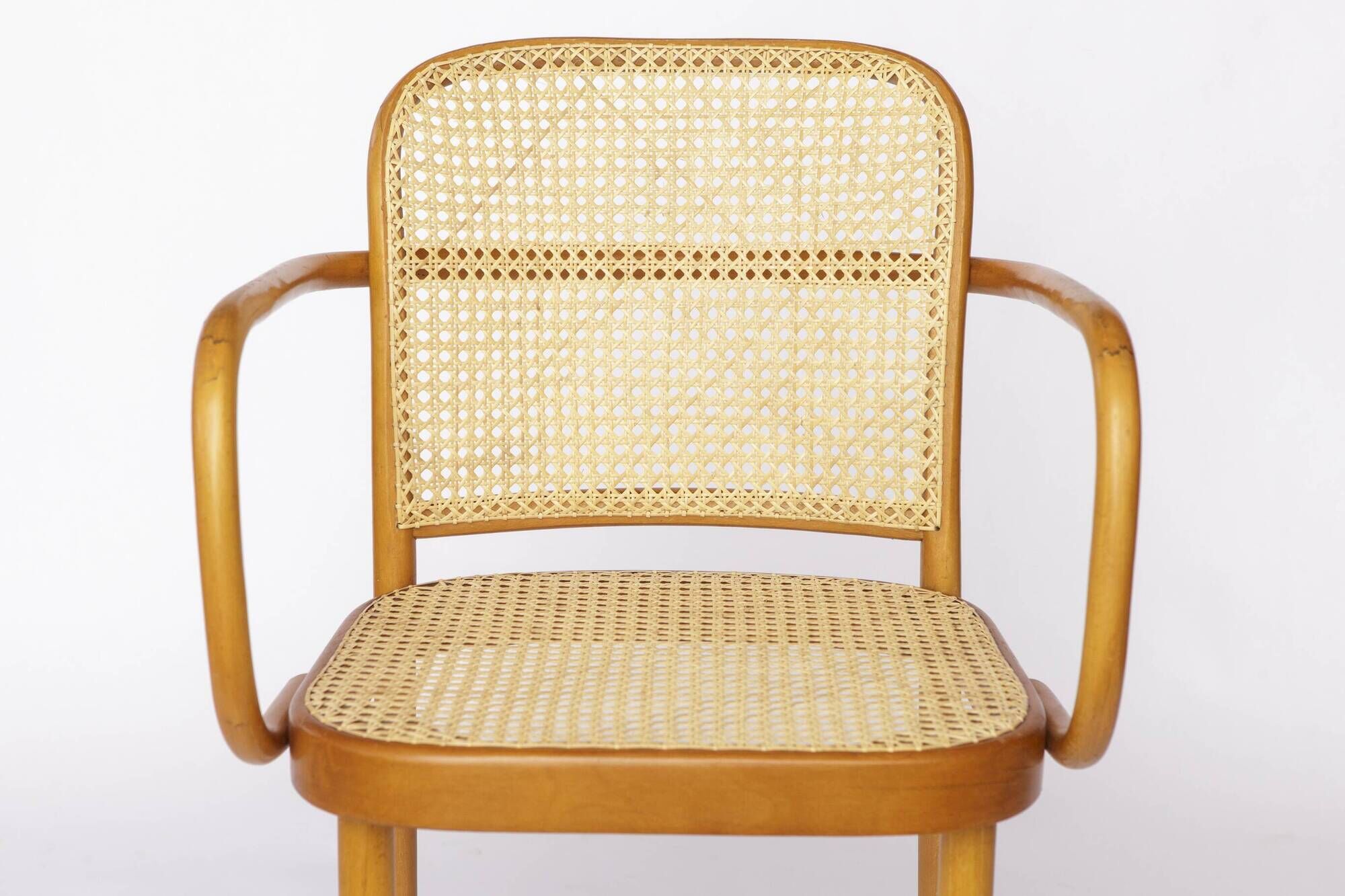 Ligna Armchair – 1950s/1960s Czechoslovakia, Bentwood Beech with New Rattan