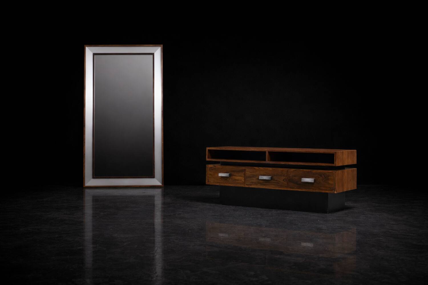 Vintage Mid-Century Scandinavian Modern Ambassador Console with Mirror