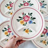 Lot de 6 assiettes vintage modèle Sarreguemines Chatenois vintage compartimentées à décor