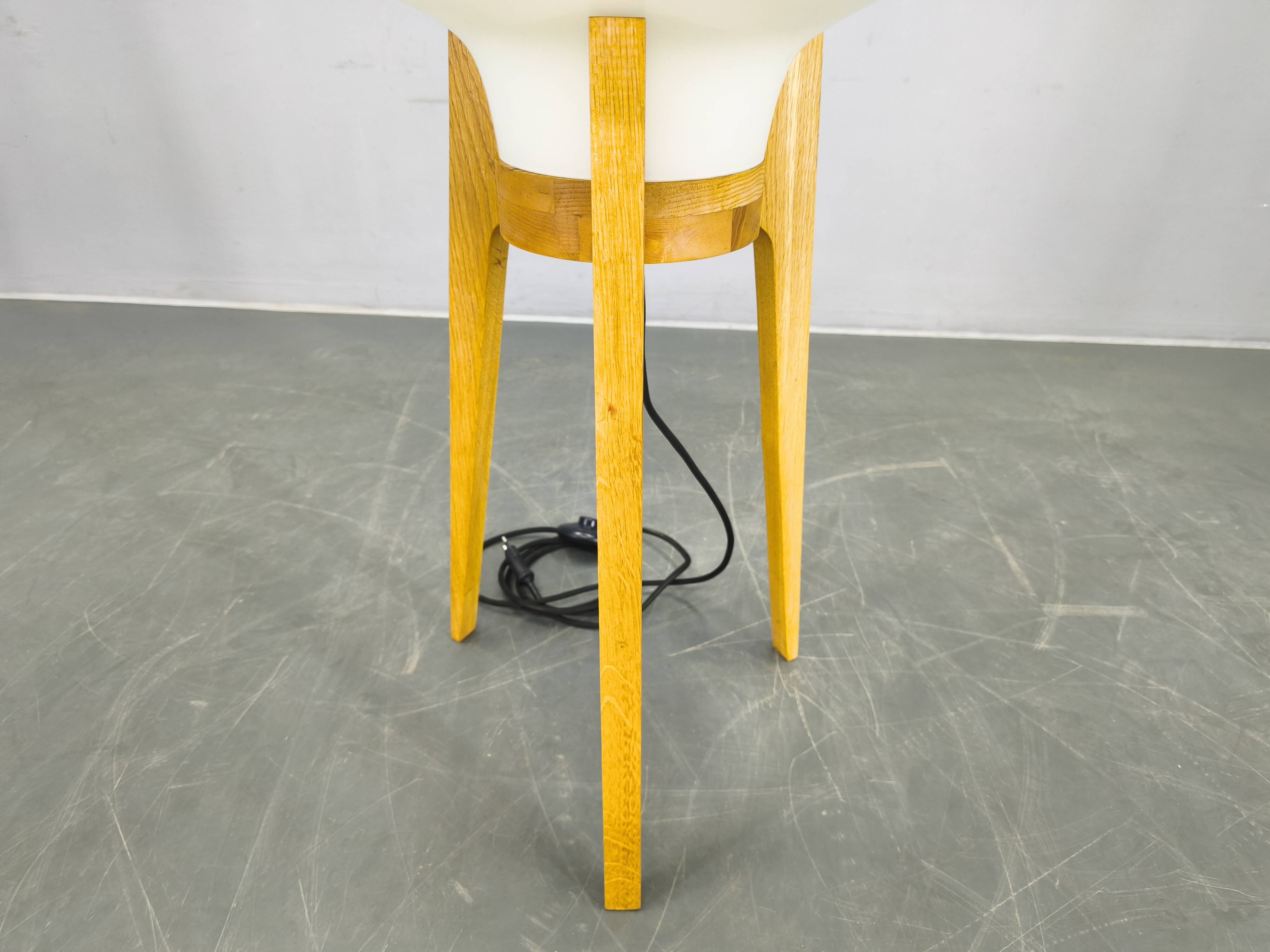 Mid Century Sculptural Floor Lamp with Glass Shade, 1970s