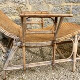 Old rattan chaise longue 20th century