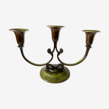 Art Deco Swedish Grace  candleholder in Varnish Verdigris Brass