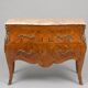 Louis XV style commode with marquetry and marble.