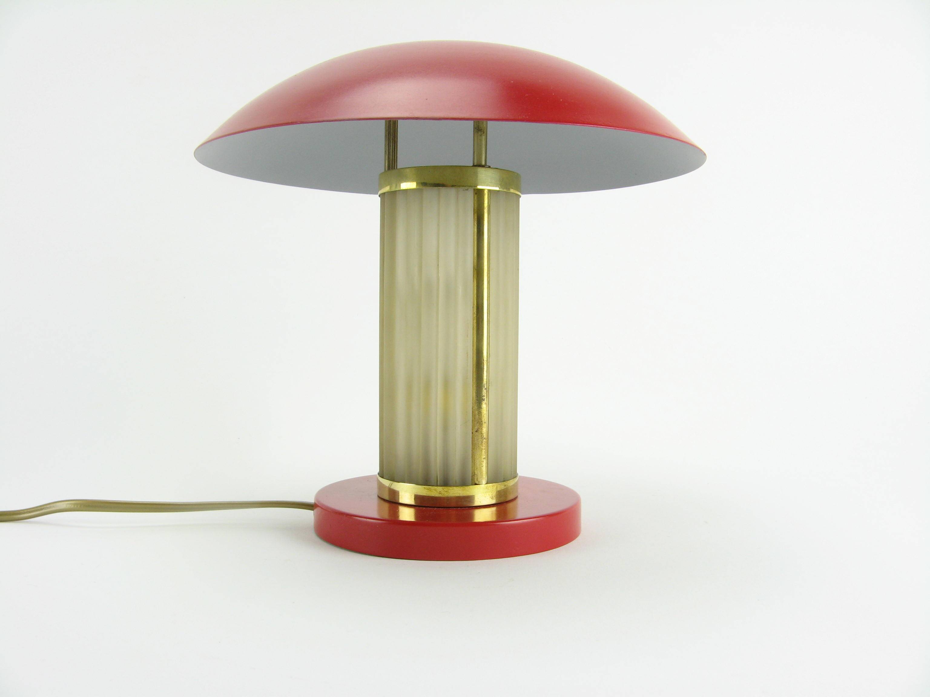 Art deco mushroom lamp made of glass, restored
