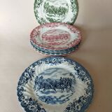 8 Johnson Bros "Coaching Scenes" English dessert plates